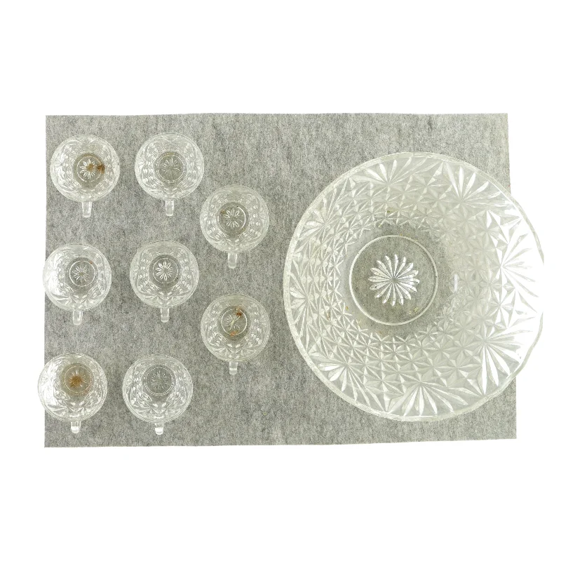 Punchskål m. 8 glas fra Arlington (str. HØ skål: 18x30 cm)