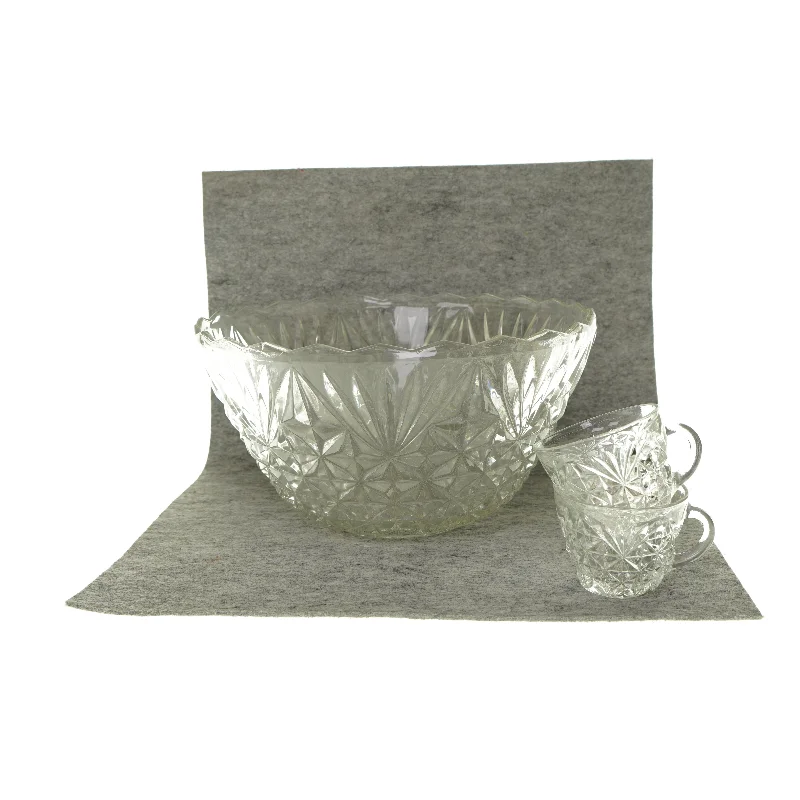 Punchskål m. 8 glas fra Arlington (str. HØ skål: 18x30 cm)