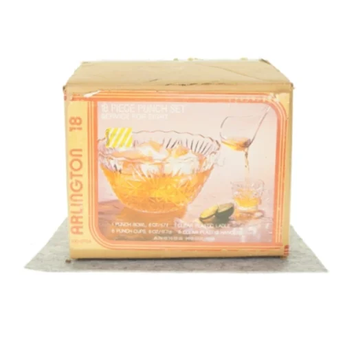 Punchskål m. 8 glas fra Arlington (str. HØ skål: 18x30 cm)