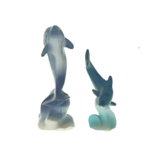 Dekorative delifinfigurer fra Ukendt (str. LBH: 5x3,5x11cm og 3x2x8cm)