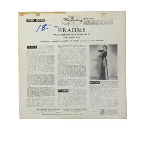 Erica Morini Brahms Violin Concerto LP fra Westminster