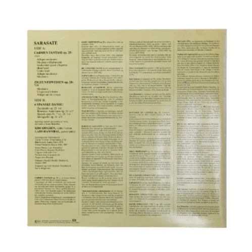 Sarasate vinylplade med klassisk musik fra EMI