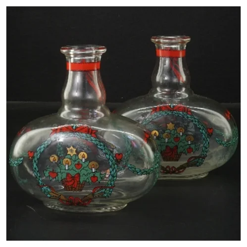 2 stk juledekorerede glasvaser 14x14 cm (str. 2 stk 14x14 cm)