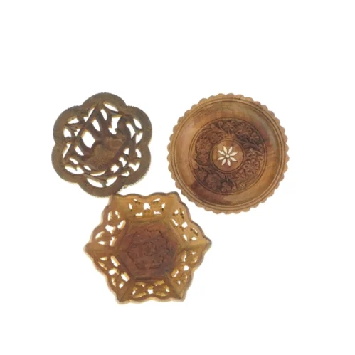 Dekorative skål/fad i træ (3 stk) (str. HØ: 4x16 og 2x18 og 6x20 cm)