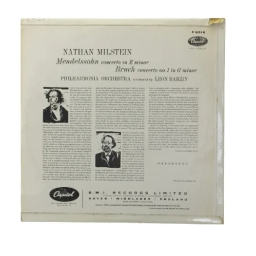 Nathan Milstein - Mendelssohn & Bruch Concertos LP fra Capitol Records