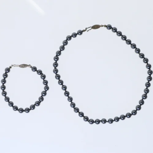 Perlekæde og armbånd sæt (str. 43&21 cm)