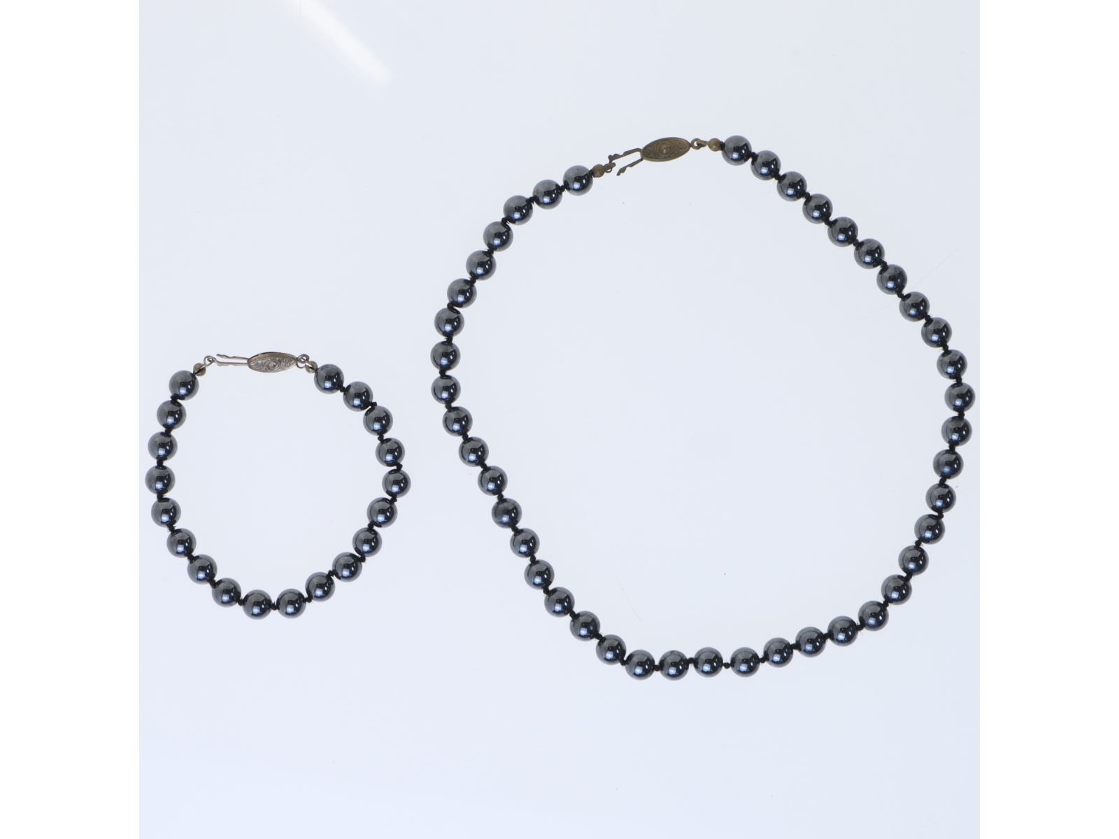 Perlekæde og armbånd sæt (str. 43&21 cm)