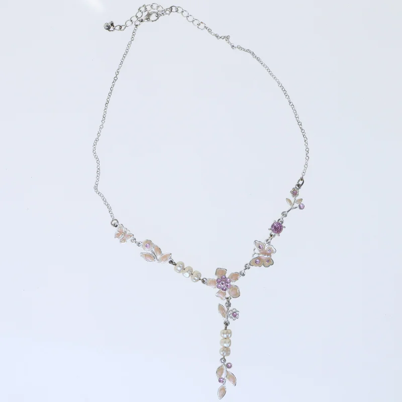 Blomster halskæde med perler fra H&M (str. 50 cm)