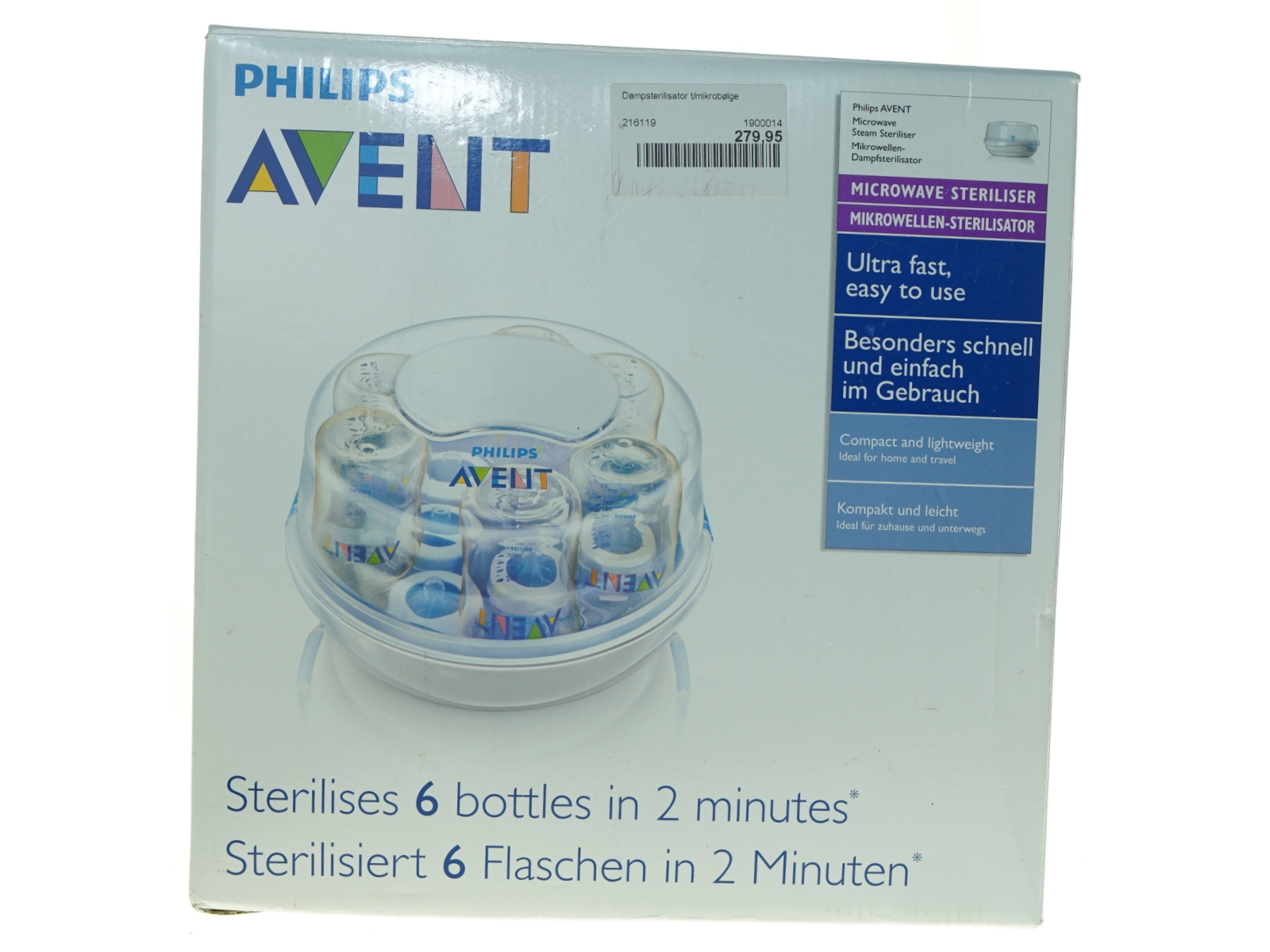 AVENT flaskesterilisator fra Philips (str. 27 x 16 cm)
