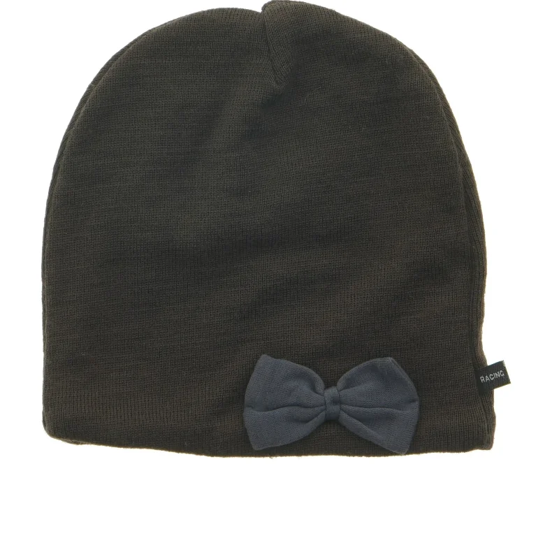 Mørkebrun hue med lilla sløjfe detalje