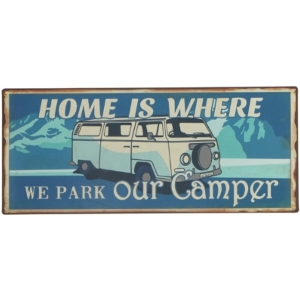 Retro metalskilt med campermotiv fra LaFinesse (str. 30,5x13 cm)