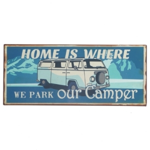 Retro vægskilt med camper motiv fra LaFinesse (str. 30,5x13 cm)