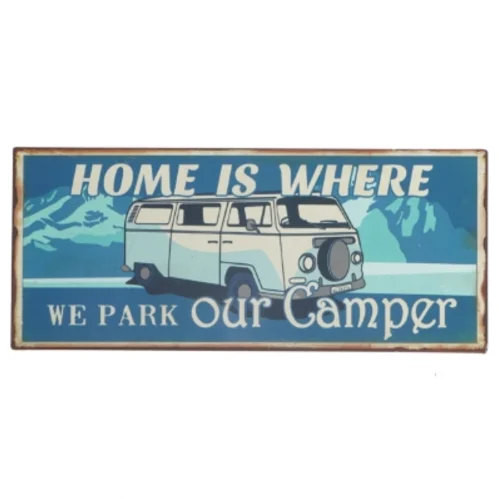 Retro vægskilt med camper motiv fra LaFinesse (str. 30,5x13 cm)