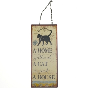 Indretningstavle med kattemotiv fra Lafinesse (str. 30,5x13 cm)