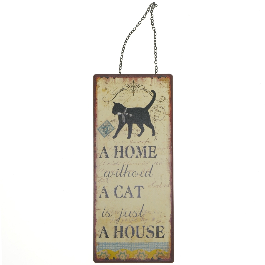 Indretningstavle med kattemotiv fra Lafinesse (str. 30,5x13 cm)