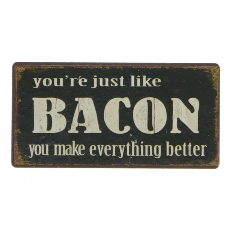 Metal skilt med tekst fra La Finesse (str. 10x5 cm)