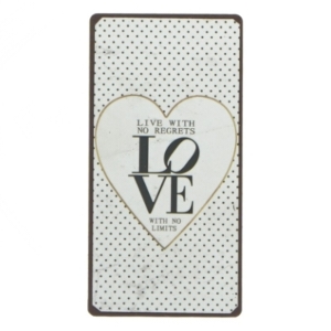 Metal skilt med budskab fra La Finesse (str. 10x5 cm)