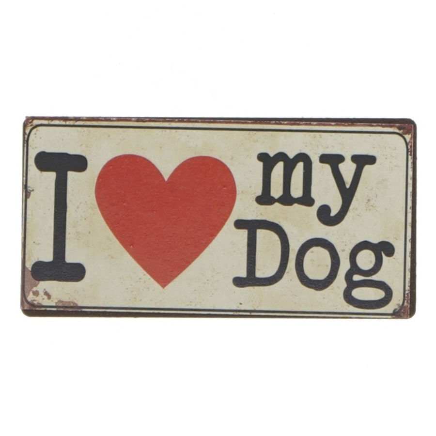 Hundemagnet 'I Love My Dog' fra La Finesse (str. 10x5 cm)