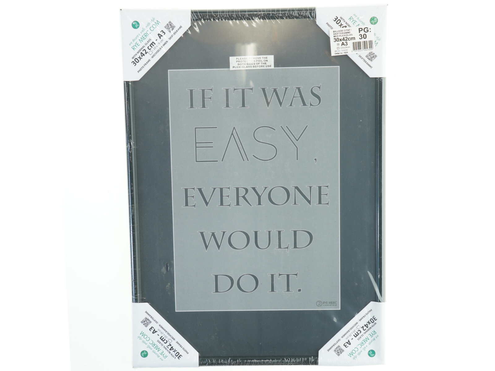 Indrammet citatplakat fra Rye Merc (str. 30x42 cm)