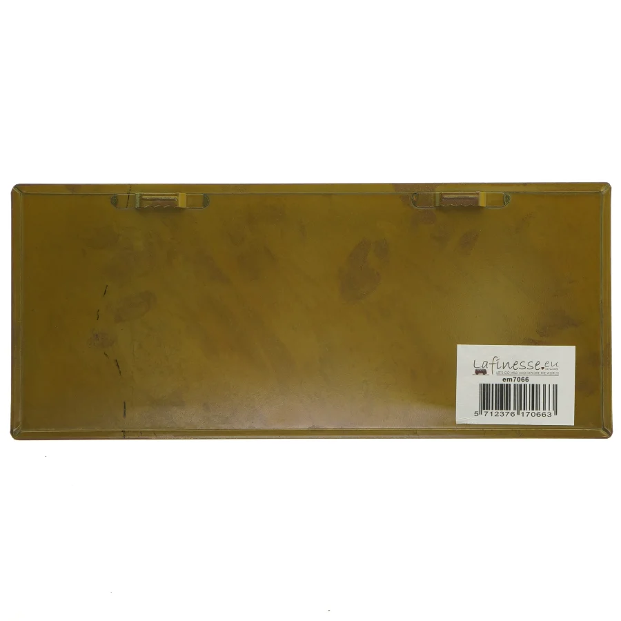 Metalplade med tekst fra Lafinesse (str. 30,5x13 cm)