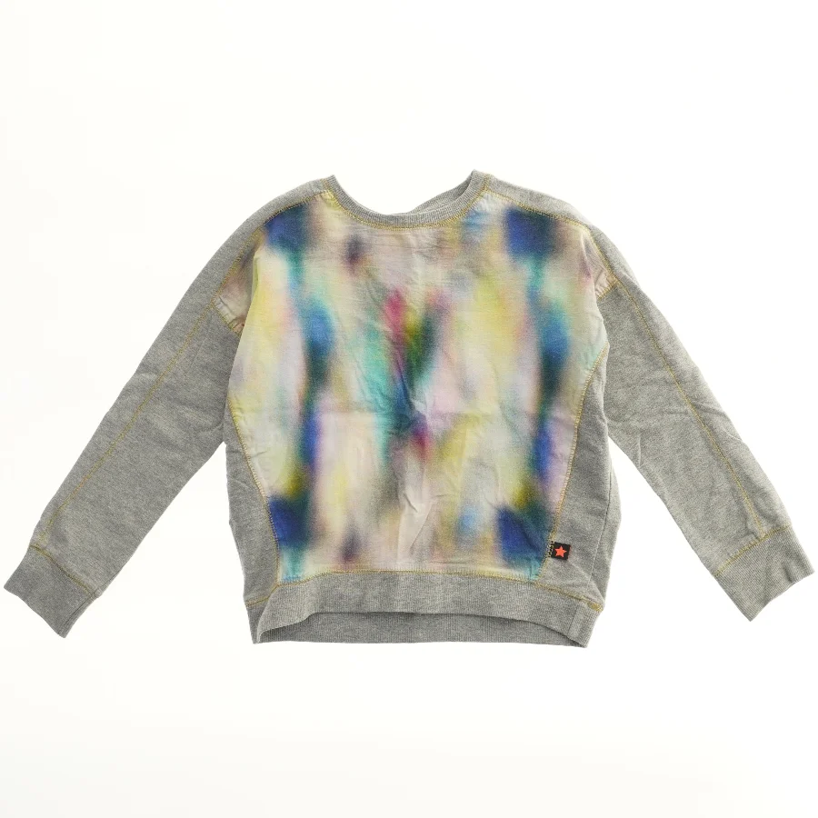 Grå sweatshirt med farverigt mønster fra Molo (str. 128)
