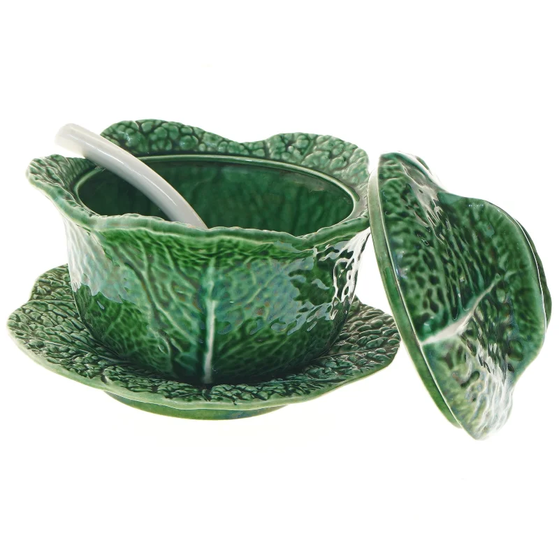 Kålhoved terrin med låg og ske (str. Ø 21x26 cm)