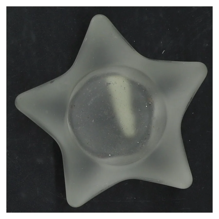 Stjerneformet lysestage i glas (str. Ø 9 cm)