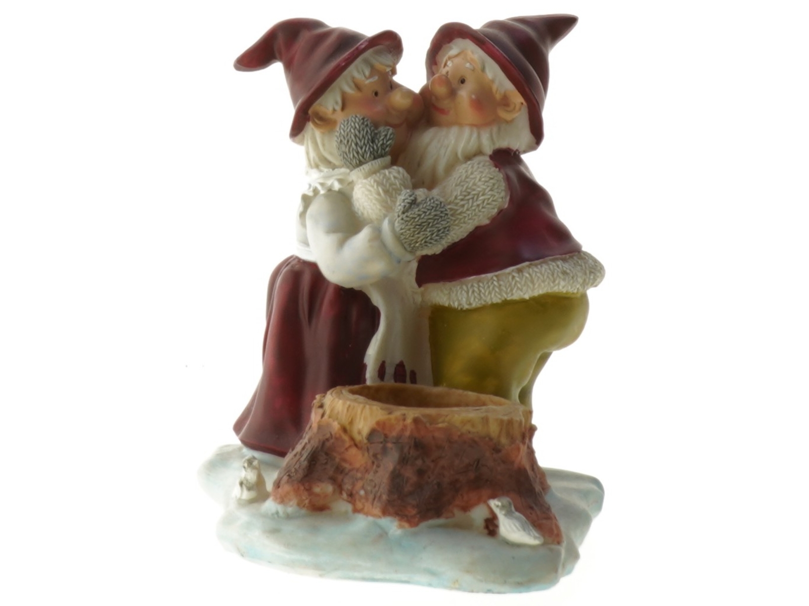 Porcelænsfigur af nisser med lysholder (str. 13x13 cm)