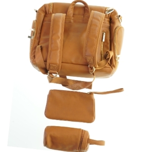 Tan  pusletaske rygsæk med ekstra tasker (str. 35x40 cm)