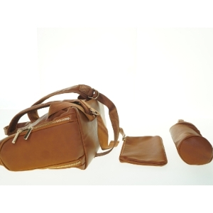 Tan  pusletaske rygsæk med ekstra tasker (str. 35x40 cm)