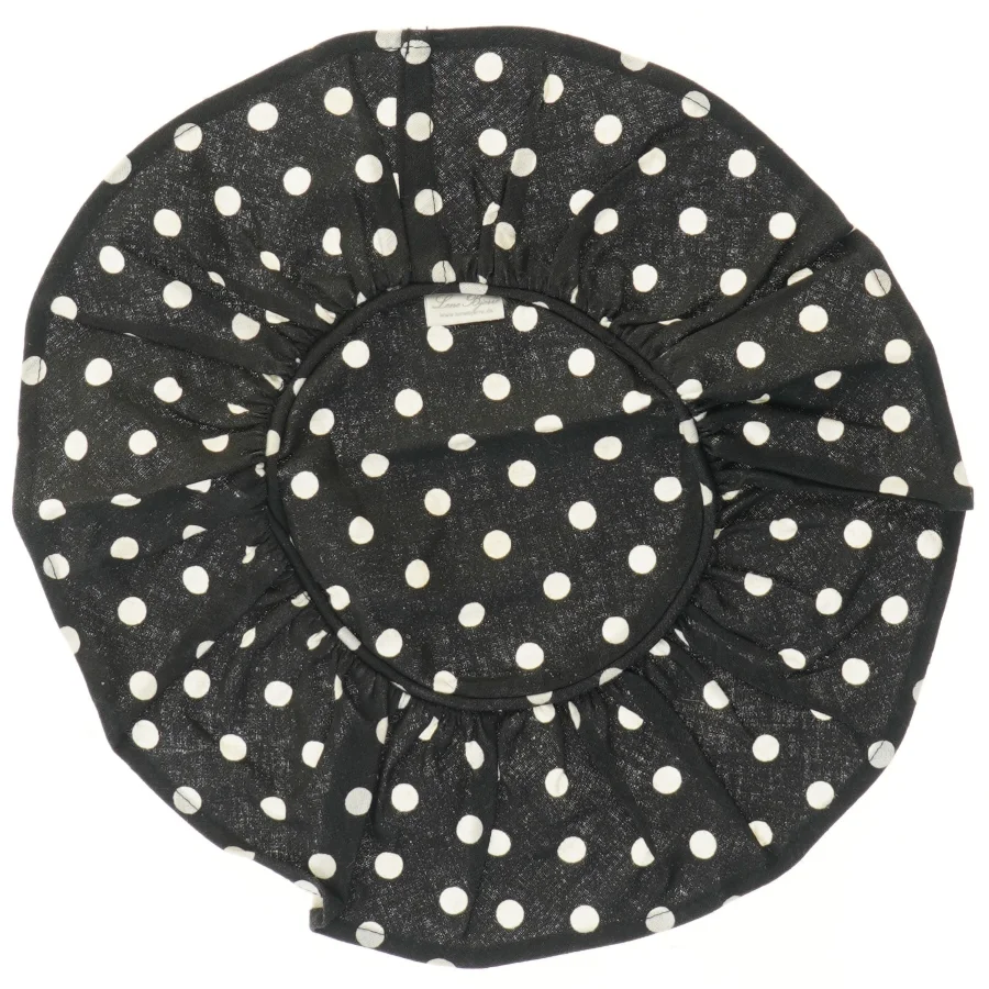 Sort brødserviet med hvide prikker fra Lene Bjere (str. Ø 31 cm)