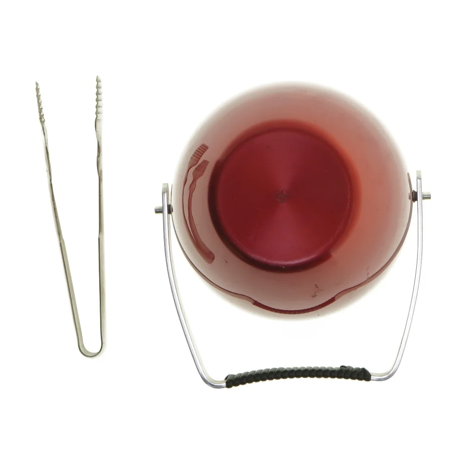 Ny Rød isspand med tang (str. Ø 14 cm)