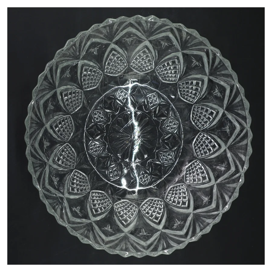 Glas skål med mønster (str. Ø 23,5x11 cm)