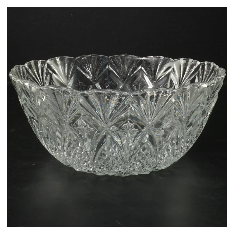 Glas skål med mønster (str. Ø 23,5x11 cm)