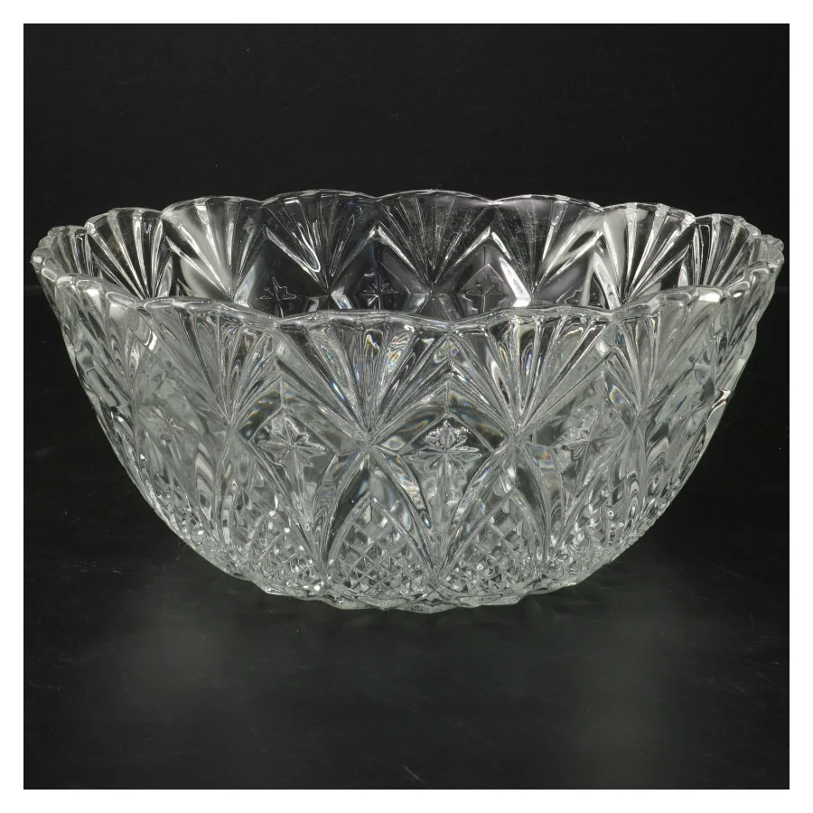 Glas skål med mønster (str. Ø 23,5x11 cm)