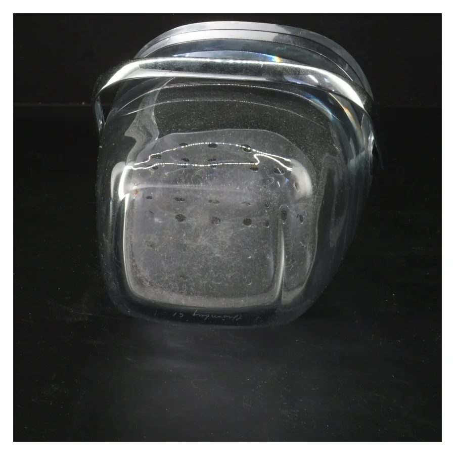 Glas isspand med tang fra holmegaard lyseblå(str. 13x12x11 cm)