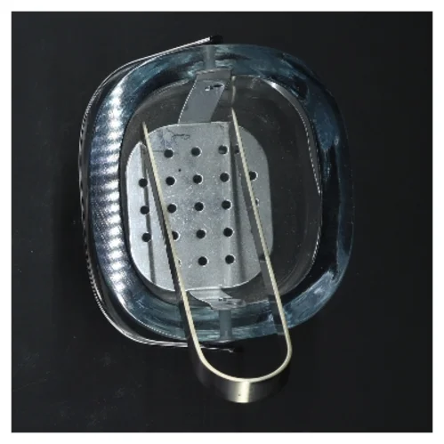 Glas isspand med tang fra holmegaard lyseblå(str. 13x12x11 cm)