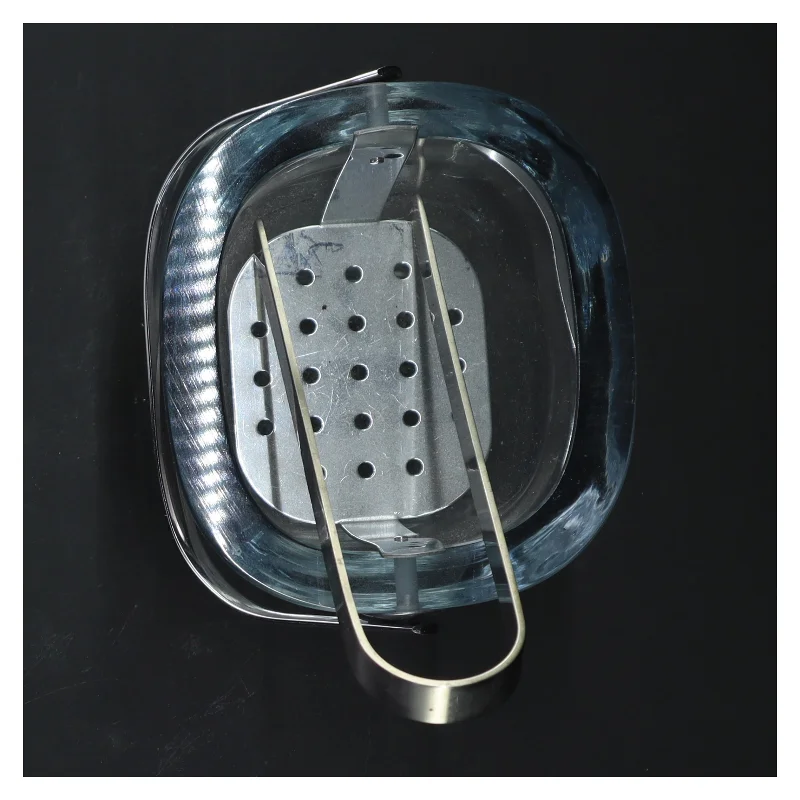 Glas isspand med tang fra holmegaard lyseblå(str. 13x12x11 cm)