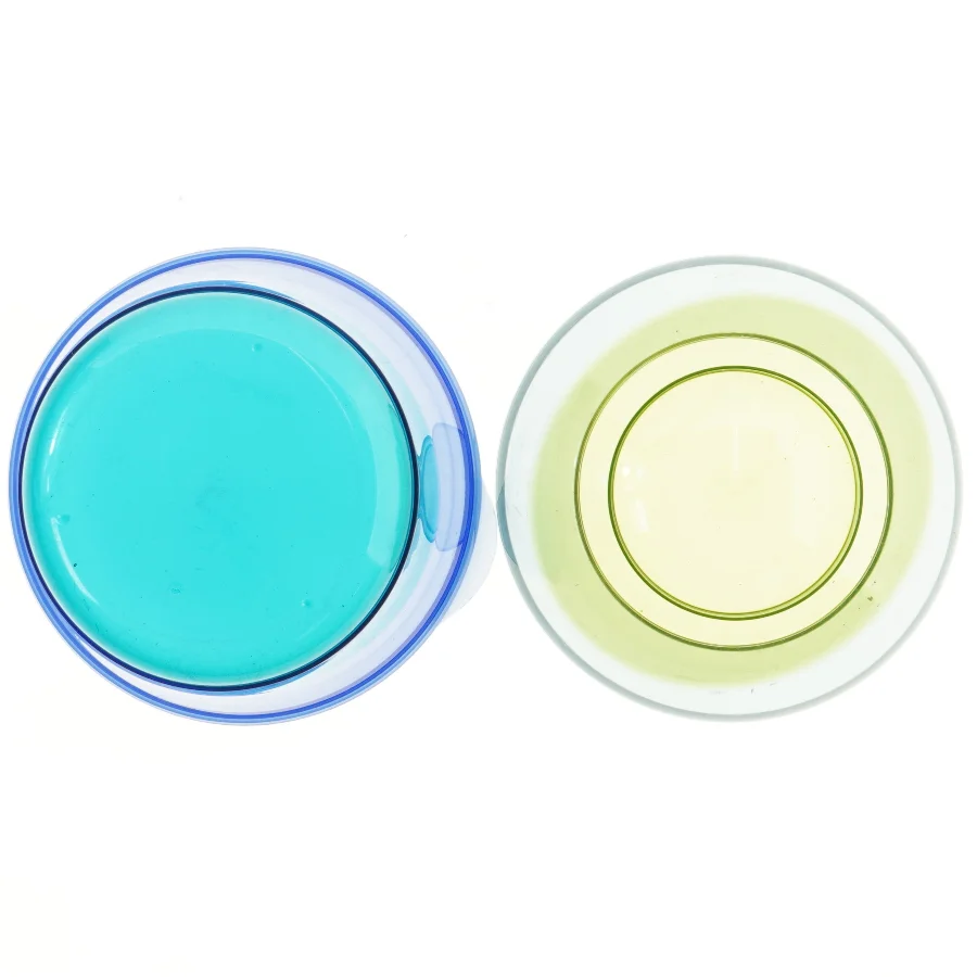 Ny Plastikskål med låg og glasskål fra Tupperware (str. Ø 23 cm)