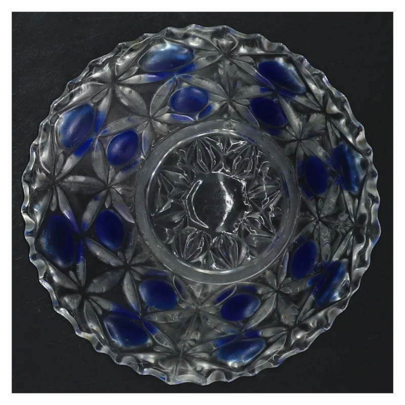 Glas skål med blå detaljer (str. 13 cm)