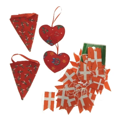 Julepynt og flag guirlande (str. 7,5 cm)