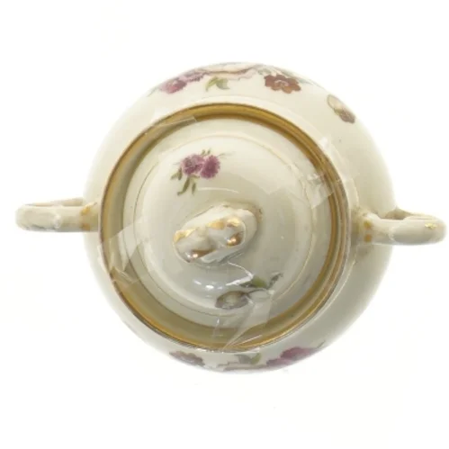 Porcelæn sukkerskål med blomsterdesign Rosenborg ogfra Københavns Porcelains Maleri (str. Ø 12 cm)