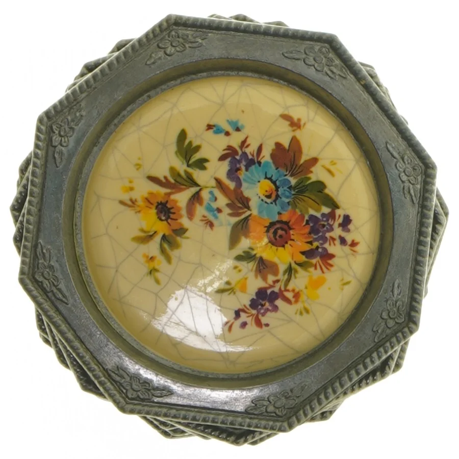 8 gamle Dekorative til ophæng eller glasbakkercoastere med blomsterdesign (str. 8 styk, ø 9,5 cm)