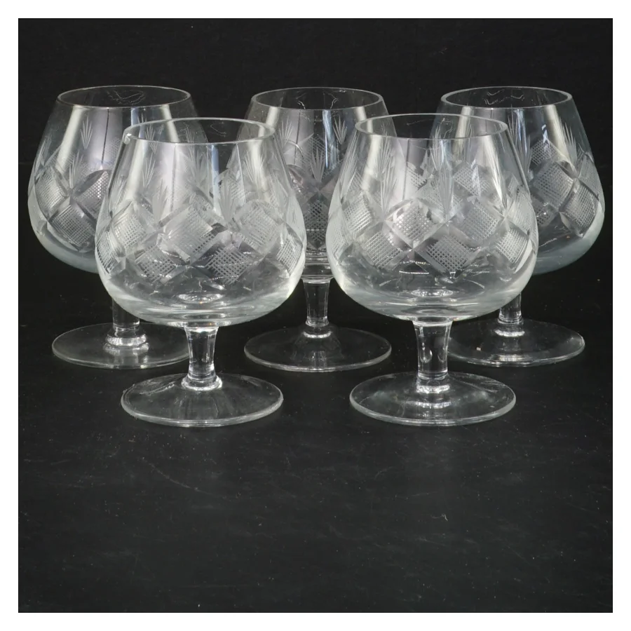 Sæt med 5 krystalglas, 9 cm (str. 5 styk, 9 cm)fra Wien antik 