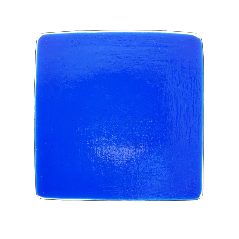 Blå glas fad (str. 20x20 cm)