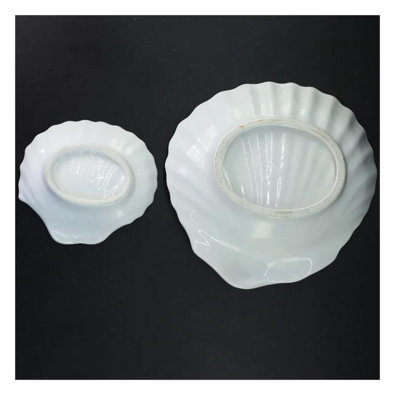 Muslingeskals formede serveringsfade (str. 24x23x5&16x14x4 cm)