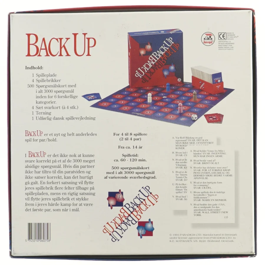 Back Up brætspil fra Danspil (str. 27x27 cm)
