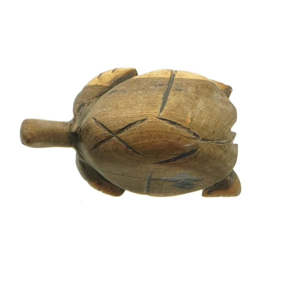 Håndskåret træskildpadde (str. 10 cm)