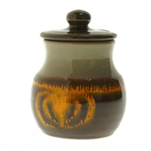 Keramik krukke til evt. Marmelade med låg (str. 13 cm)