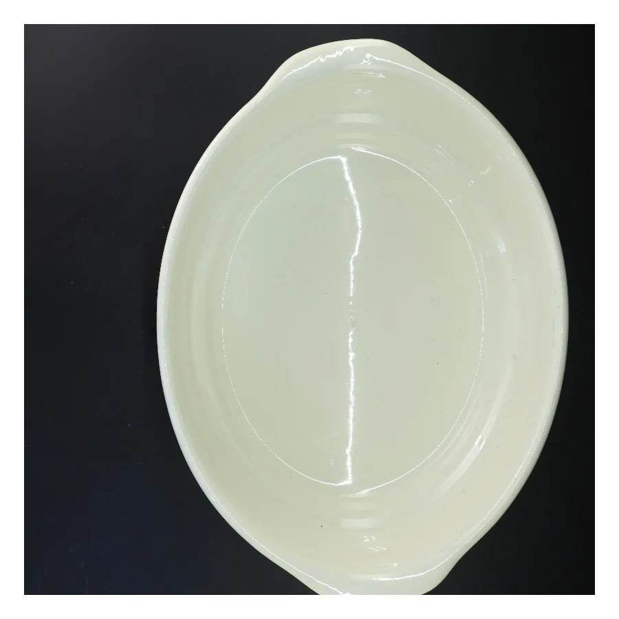 Gammelt Stort fladt servanteskål med blåt mønster (str. 35x12 cm)